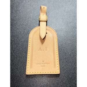 Louis Vuitton Paris Name Tag w/ AI Initials Goldtone - Beige Tan Goldtone Rivets
